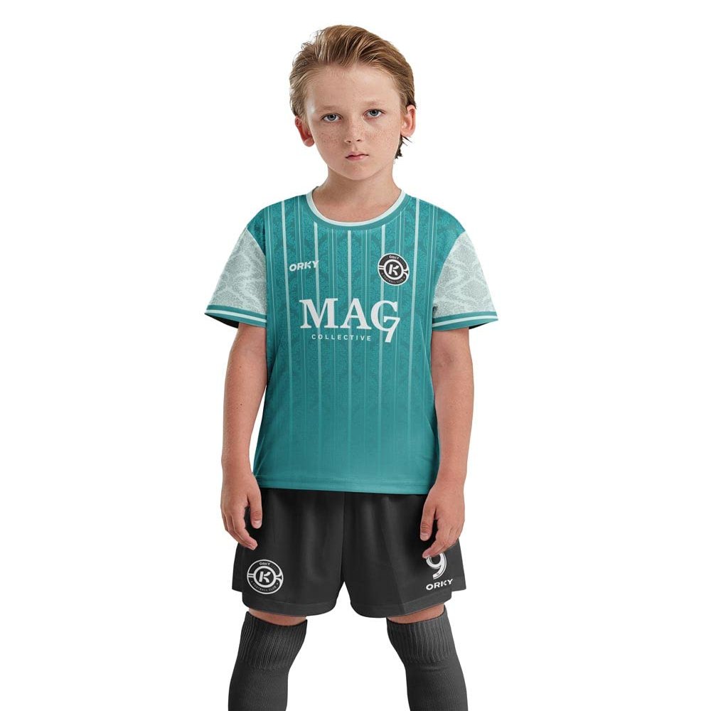 ORKY Boys Soccer Jersey, Custom Made Name Number Shirt for Girls Season Tournament, Quick Dry Kids School Team Uniform(Green 120cm)