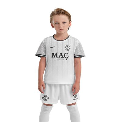 ORKY Boys Soccer Jersey, Custom Made Name Number Shirt for Girls Season Tournament, Quick Dry Kids School Team Uniform(White 160cm)