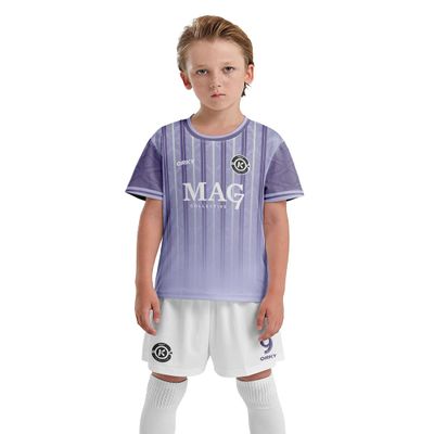ORKY Boys Soccer Jersey, Custom Made Name Number Shirt for Girls Season Tournament, Quick Dry Kids School Team Uniform(Light Purple 130cm)