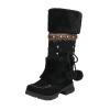 oiangi Women Boots Slip-on Snow Boots - Winter Velvet Warm Solid Round Toe chunky heel Platform Mid calf boots Plush Ball Ethnic Riding Boots casual shoes view 1