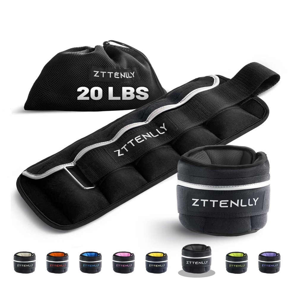 Adjustable Ankle Weights 1-5/10/15/20LBS Pair with Carry Bag - Breathable Fabrics, Reflective Trim - Strength Training Leg Wrist Arm Ankle Walking Weights Sets for Women Men Kids