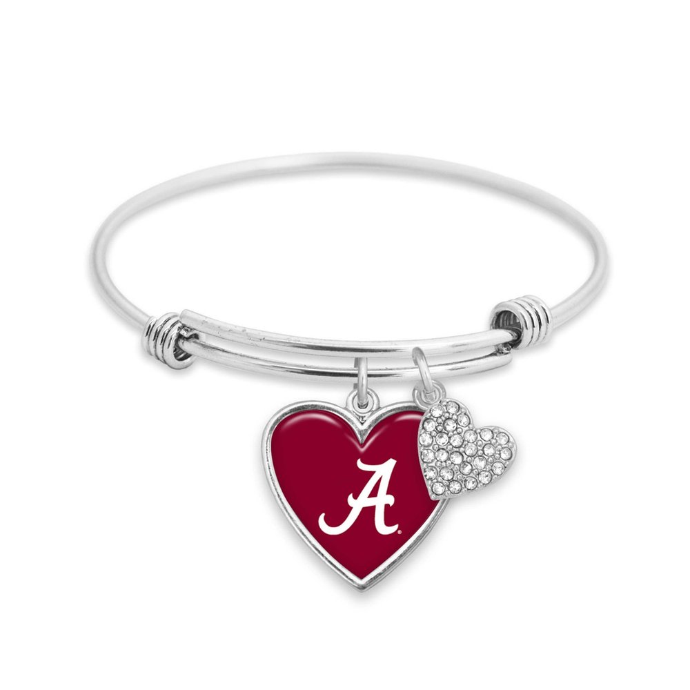 Alabama Amara Crystal Heart Silver Adjustable Bangle Bracelet Jewelry Gift UA