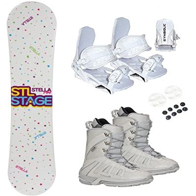 140cm Stella Stage Snowboard +White Bindings + Northwave Freedom 5-7.5 Boots Women's Package (140 cm Stage White (djoy98), Boot Size USL 5.5-6 (WL5))