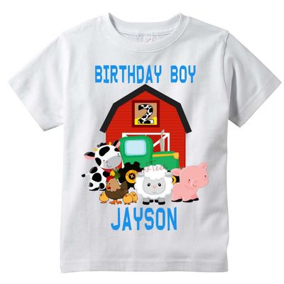 Farm Animals Personalized Family Birthday Party Shirts, White, All Sizes (4T)