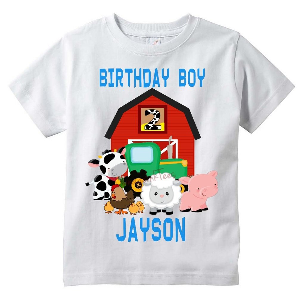 Farm Animals Personalized Family Birthday Party Shirts, White, All Sizes (4T)