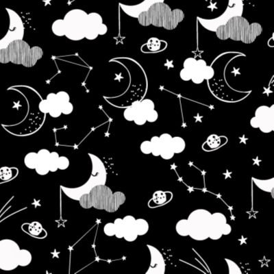 3 Wishes Don't Forget to Dream Flannel 18078 Black Night Sky