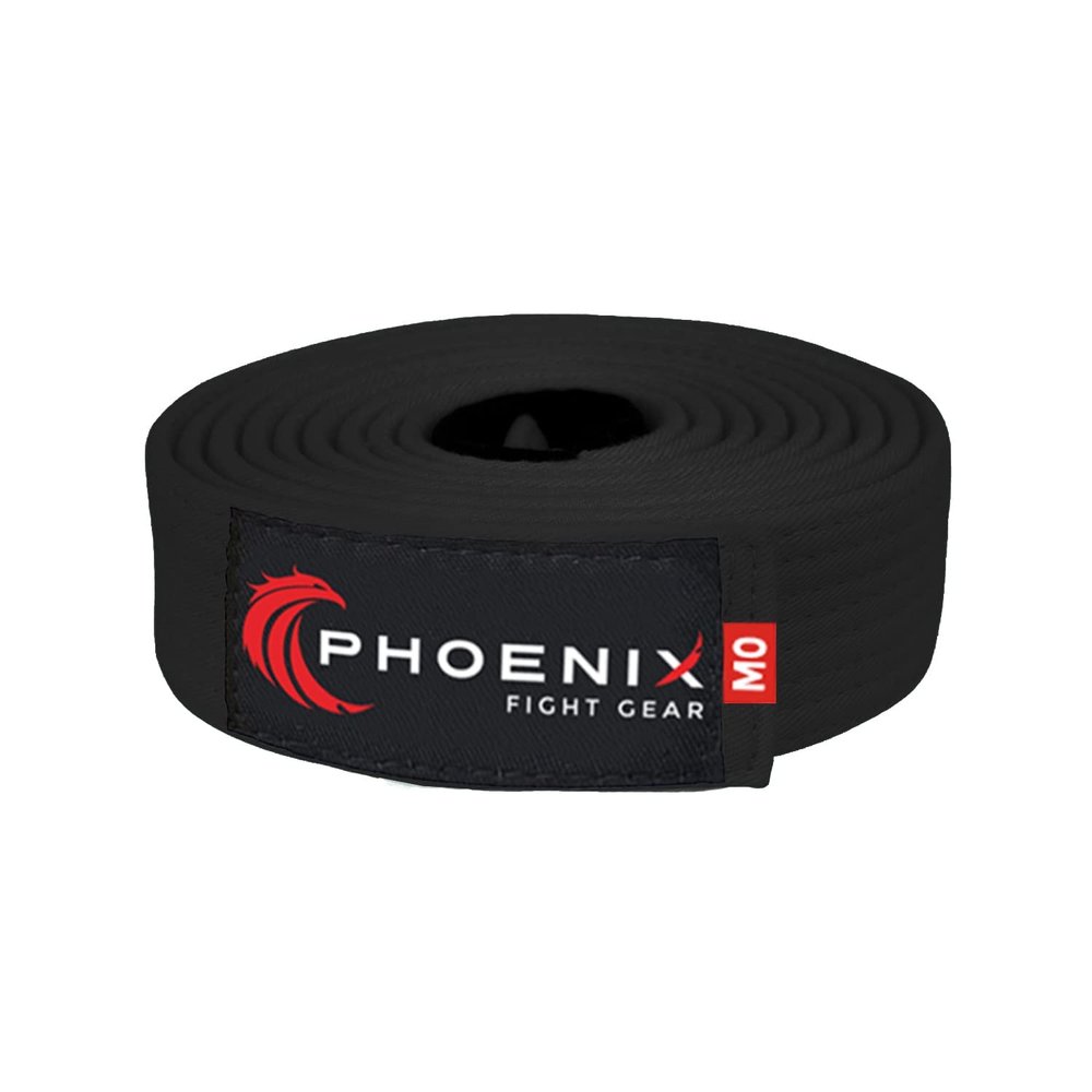 Phoenix Fight Gear BJJ Belt for Jiu Jitsu- A0, A1, A2, A3, A4, A5, White, Yellow, Orange, Purple, Blue, Green, Grey, Black (Black, A4)
