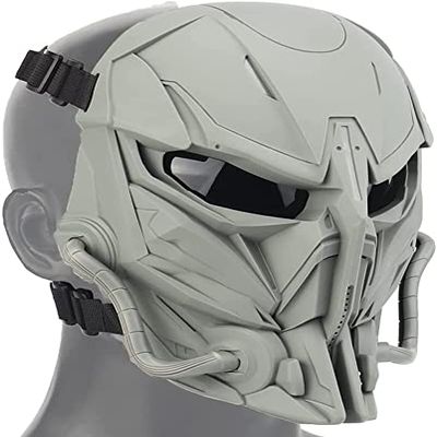 Airsoft Mask Skull Full Face Tactical Mask, with PC Lens Anti-Impact Dual Mode Wearing Design Adjustable Shoulder Strap, Green, 21*12*23cm