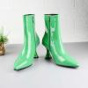 Ankle Boots for Women High Heel - Candy Colors Patent Leather Side Zipper Pointed Toe Wine Glass Heel Short Booties 2034 Fashion Casual Shoes view 2