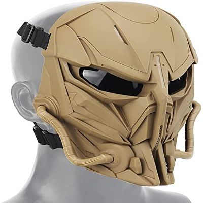 Airsoft Mask Skull Full Face Tactical Mask, with PC Lens Anti-Impact Dual Mode Wearing Design Adjustable Shoulder Strap, 21*12*23cm