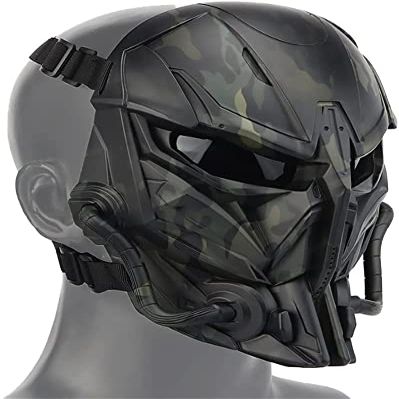 Airsoft Mask Skull Full Face Tactical Mask, with PC Lens Anti-Impact Dual Mode Wearing Design Adjustable Shoulder Strap, 21*12*23cm