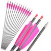 ZSHJGJR Archery Carbon Arrows 400 Spine Practice Target Hunting Arrows 33 inch for Recurve Bow Compound Bow with Removable Tips 6/12pcs (12pcs, Pink) view 1