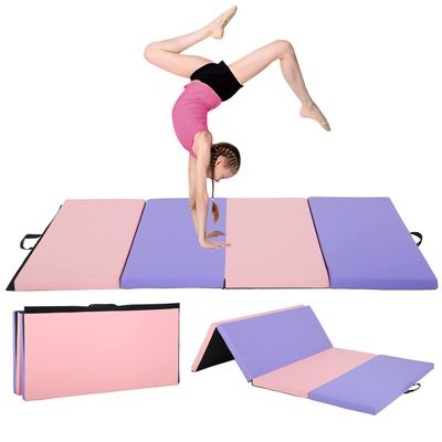 BLKMTY Gymnastics Mat - 4'x6'x2" Folding Exercise Mat with Carrying Handles for Gymnastics, Yoga & Workout, CM