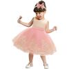 0-6Y Toddler Party Dresses Baby Girl Pageant Lace Dress Toddler Party Bowknot Tutu Gown Dress with Headwear (Pink, 6-12 Months) view 2