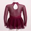 easyforever Kids Girls Metallic Snowflake Ice Figure Skating Tutu Dress Long Sleeve Gymnastic Leotard Performing Costume Burgundy 6 8 Years view 4
