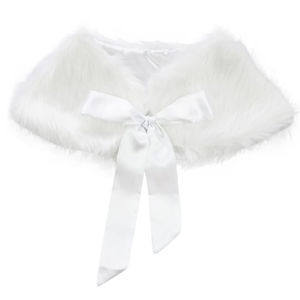 Yihuimin Girls Princess Shrug Faux Fur Jacket Cloak Plush Cape Mini Caot with Bowknot for Birthday Party White One Size