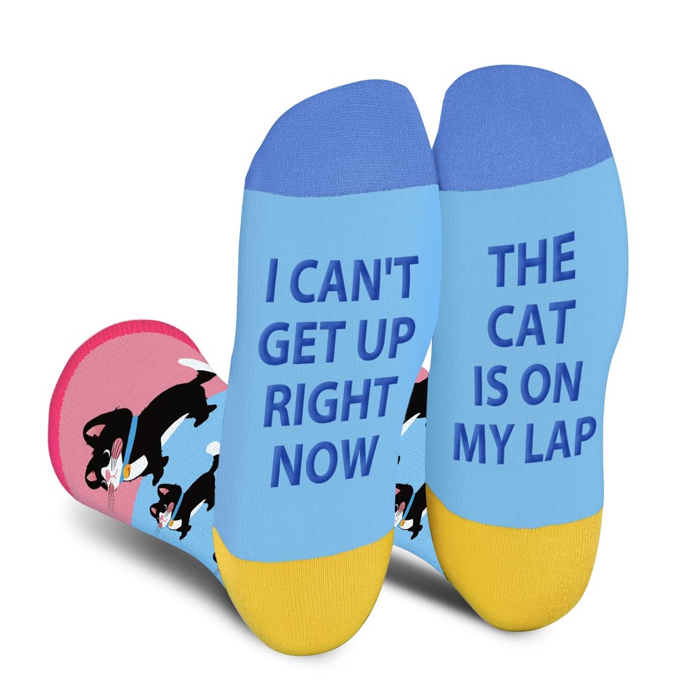 AGRIMONY Funny Cat Socks for Women Mom Teen Girls- I Can t Get Up Right Now Animal Fun Novelty Crazy Funky Socks- Mothers Valentines Easter Cat Lover Birthday Gifts Christmas Stocking Stuffers