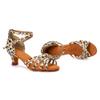 SWDZM Women's Latin Dance Shoes Satin Ballroom Salsa Performence Practice Dance Shoes,Heel-5CM,EM213 Leopard 8.5 US view 2