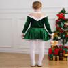 Loloda Kids Girls Mock Neck Long Sleeve Figure Ice Skating Dress Leotard Christmas Holiday Dance Costume Green 10 Years view 4