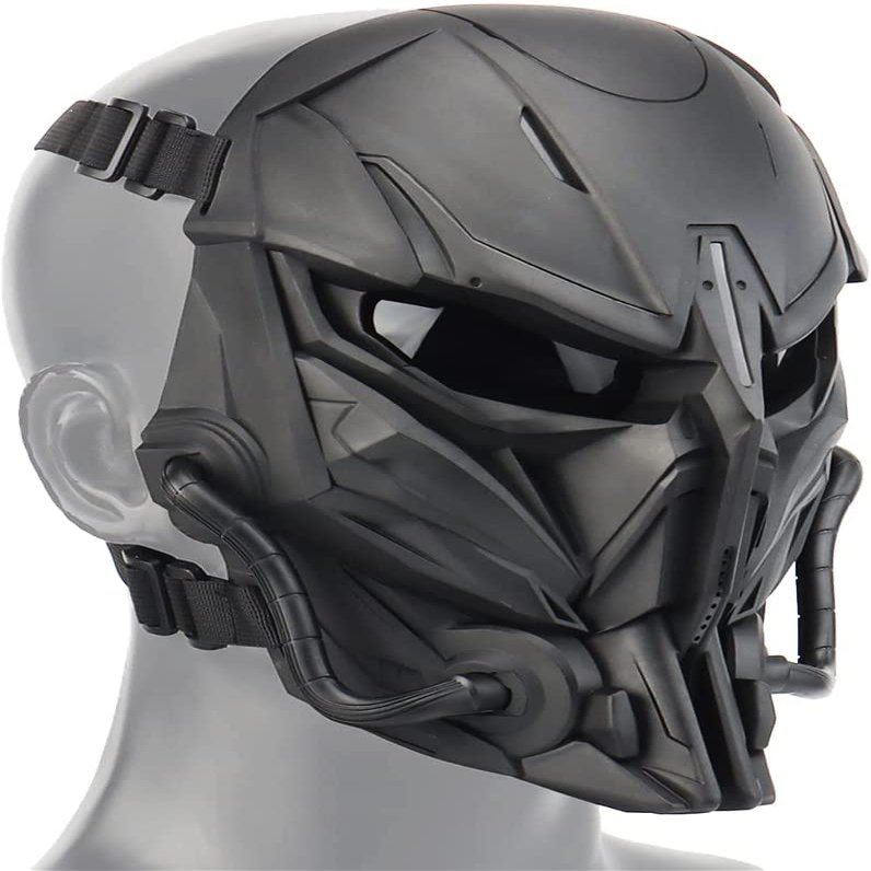 Airsoft Mask Skull Full Face Tactical Mask, with PC Lens Anti-Impact Dual Mode Wearing Design Adjustable Shoulder Strap