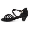 TINRYMX Girls&Women Latin Dance Shoes Silk Ballroom Salsa Tango Professional Performance Practice Dance Shoes, WZSP234-XGG-Black-4,US 5.5 view 1