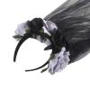 Women Halloween Costume Black Red Roses Garland Headwear Gothic Flowery Headband Corpse Bride Veil Cosplay Headpiece Wreath view 3