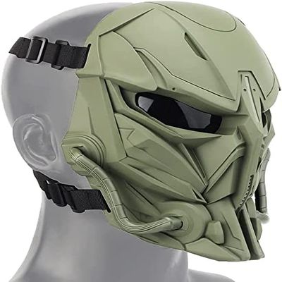 NC Airsoft Mask Skull Full Face Tactical Mask, with PC Lens Anti-Impact Dual Mode Wearing Design Adjustable Shoulder Strap, 21*12*23cm