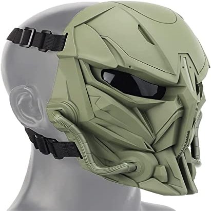 NC Airsoft Mask Skull Full Face Tactical Mask, with PC Lens Anti-Impact Dual Mode Wearing Design Adjustable Shoulder Strap, 21*12*23cm