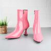 Ankle Boots for Women High Heel - Candy Colors Patent Leather Side Zipper Pointed Toe Wine Glass Heel Short Booties 2040 Fashion Casual Shoes view 2