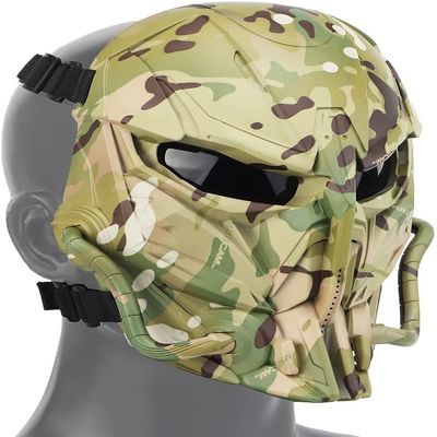 Airsoft Mask Skull Full Face Tactical Mask, with PC Lens Anti-Impact Dual Mode Wearing Design Adjustable Shoulder Strap