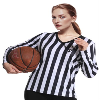 Women Referee Coustume Shirt Official Long Sleeve Black & White Basketball Football Hockey Dress Umpire Jerseys Waitress shirts