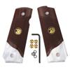 Cool Hand 1911 Wood Grips, Grips Screws Included, Full Size (Government/Commander), Checker Diamond Cut or w/White Pearl, Gold Eagle Medallions, Ambi Safety Cut view 1