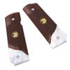 Cool Hand 1911 Wood Grips, Grips Screws Included, Full Size (Government/Commander), Checker Diamond Cut or w/White Pearl, Gold Eagle Medallions, Ambi Safety Cut view 4