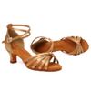 SWDZM Women's Latin Dance Shoes Satin Ballroom Salsa Performence Practice Dance Shoes,Heel-5CM,EM213 Beige 8 US view 2