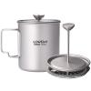 LIXADA Titanium French Press Coffee Maker, 750ml, Corrosion Resistant, Foldable Handle, Outdoor Camping Cooking Pot view 1
