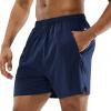 MIER Men's Workout Running Shorts 5 Inch Breathable Quick Dry Athletic Gym Shorts, Zipper Pockets, Elastic Waisted, Navy, XXL view 1