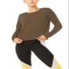 Bestisun Workout Tops Long Sleeve Yoga Shirts Open Back Running Exercise Clothes for Women Brown XL view 2