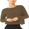Bestisun Workout Tops Long Sleeve Yoga Shirts Open Back Running Exercise Clothes for Women Brown XL view 4