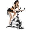 GYMAX Indoor Stationary Bike, Cardio Cycling Bike with LCD Monitor & Heart Rate Sensor, Adjustable Aerobic Spinning Exercise Workout Bike for Home Gym view 1