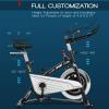 GYMAX Indoor Stationary Bike, Cardio Cycling Bike with LCD Monitor & Heart Rate Sensor, Adjustable Aerobic Spinning Exercise Workout Bike for Home Gym view 3