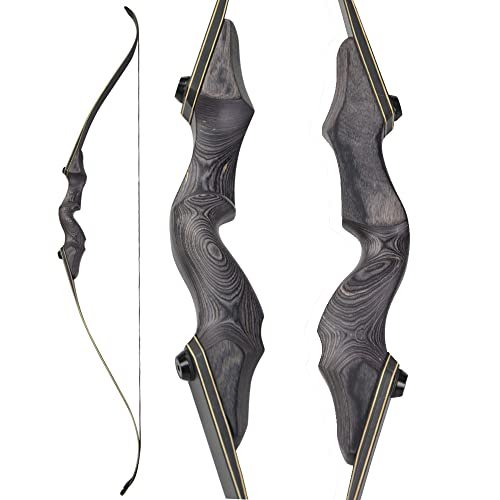 60 Inch Black Hunter Takedown Recurve Bow 25-65 Lbs Wooden Traditional Longbow American Hunting Bow Right Hand Left Hand (40 Lbs, Left Hand)