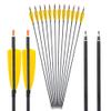 SHARROW 33 inch Carbon Arrow Hunting Arrows 400 Spine with 100 Grain Removable Tips for Archery Compound & Recurve & Traditional Bow Hunting Practice Shooting 6/12pcs (12pcs, Yellow) view 1