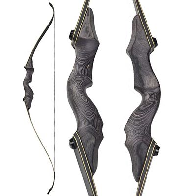 60 Inch Black Hunter Takedown Recurve Bow 25-65 Lbs Wooden Traditional Longbow American Hunting Bow Right Hand Left Hand (60 Lbs, Right Hand)