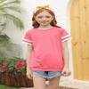 Ebifin Girls Casual Short/Long Sleeve T Shirts Kids Loose Soft Striped Color Block Tunic Tops, Tees Blouses Size 4-15 Years A-Pink view 2