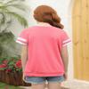 Ebifin Girls Casual Short/Long Sleeve T Shirts Kids Loose Soft Striped Color Block Tunic Tops, Tees Blouses Size 4-15 Years A-Pink view 4