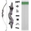 60 Inch Black Hunter Takedown Recurve Bow and Arrow Kit 25-65 Lbs Wooden Traditional Longbow American Hunting Bow Right Hand Left Hand (30 Lbs, Right Hand) view 1