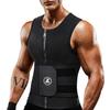 ZOUYUE Mens Sweat Sauna Vest for Waist Trainer, Sweat Sauna Suit Zipper Neoprene Workout Vest for Men with Adjustable Double Belt & Tank Top-S view 1