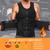 ZOUYUE Mens Sweat Sauna Vest for Waist Trainer, Sweat Sauna Suit Zipper Neoprene Workout Vest for Men with Adjustable Double Belt & Tank Top-S view 2