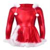 Loloda Kids Girls Christmas Santa Claus Costume Figure Ice Skating Dance Princess Tutu Dress Leotard Red 10 Years view 1