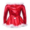 Loloda Kids Girls Christmas Santa Claus Costume Figure Ice Skating Dance Princess Tutu Dress Leotard Red 10 Years view 2